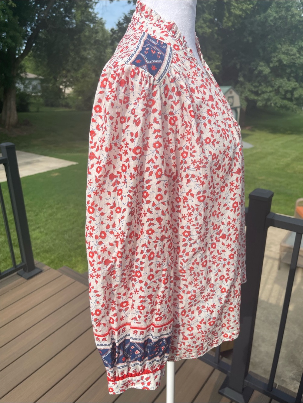 Trovata Red Ivy Birds Of Paradis Cotton Small Quincy Cottagecore Bohemian Blouse - Picture 3 of 9